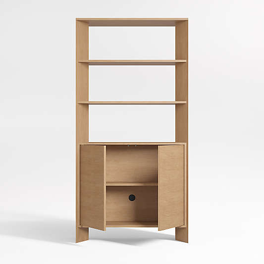 Terrazza 38" Natural Solid Oak Wood 2-Shelf Storage Bookcase Cabinet