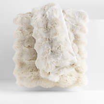 Textured Faux Fur 70"x55" Arctic Ivory Throw Blanket + Reviews | Crate & Barrel