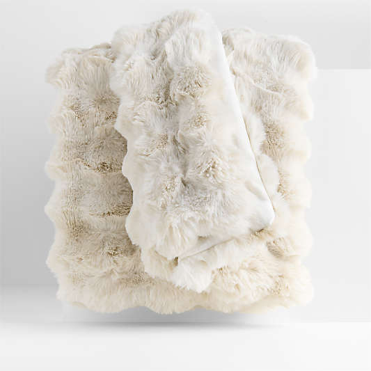 Textured Faux Fur 70"x55" Arctic Ivory Throw Blanket