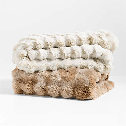 Textured Faux Fur 70"x55" Sierra Tan Throw Blanket