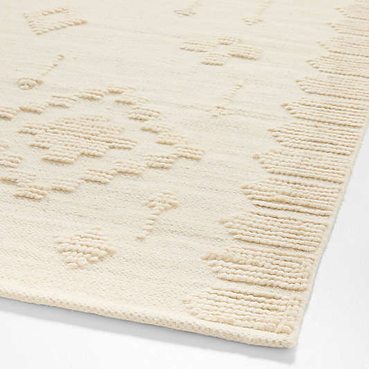 Textural Flatweave Ivory Wool and Cotton Kids Area Rug 8'x10'