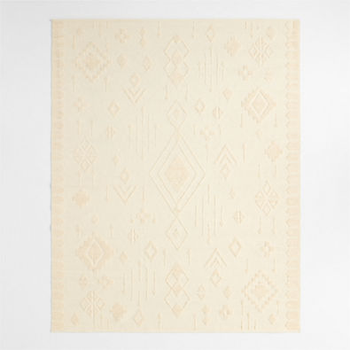 View Textural Flatweave Ivory Wool and Cotton Kids Area Rug 6'x9' details