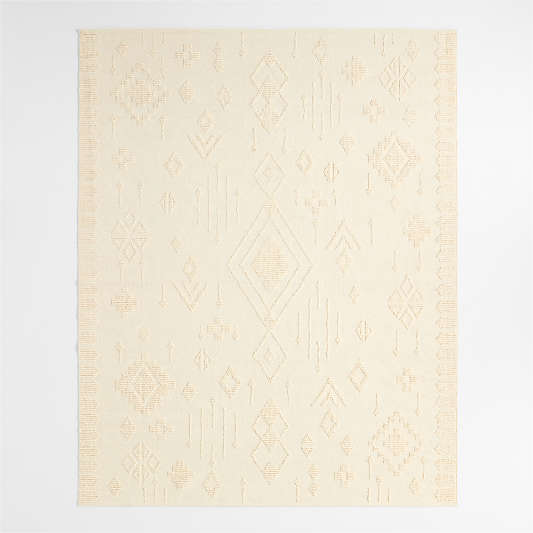 Textural Flatweave Ivory Wool and Cotton Kids Area Rug 8'x10'