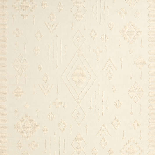 Textural Flatweave Ivory Wool and Cotton Kids Area Rug