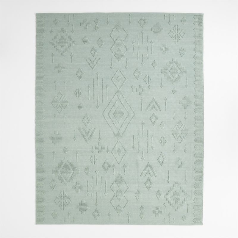 Textural Flatweave Verte Green Wool and Cotton Kids Area Rug 5'x8' - image 0 of 4