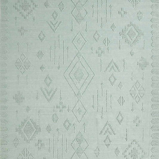 Textural Flatweave Verte Green Wool and Cotton Kids Area Rug 6'x9'