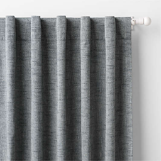 Mist Blue Textural Organic Cotton Chambray Blackout Window Curtain Panel