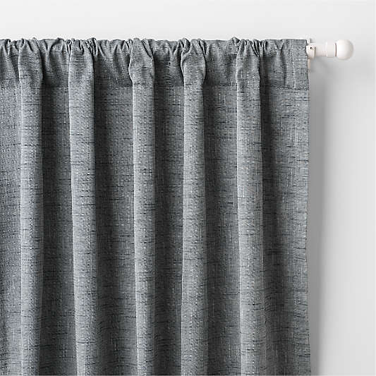 Mist Blue Textural Organic Cotton Chambray Blackout Window Curtain Panel 44"x108"