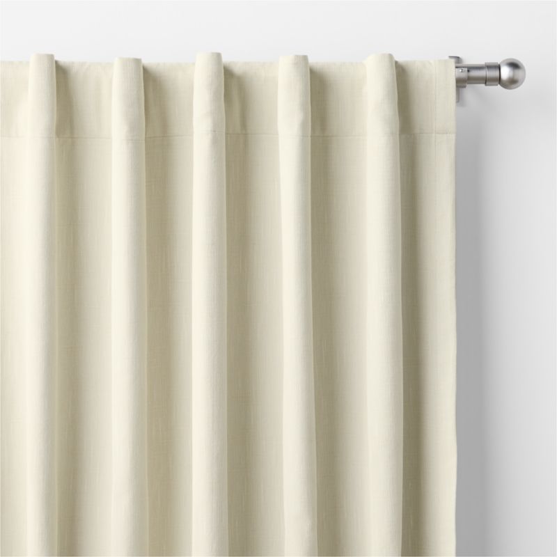 Stone Tan Textural Organic Cotton Chambray Blackout Window Curtain Panel 44"x96" - image 2 of 6