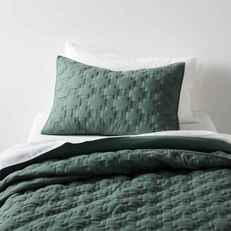 Supersoft Pine Green Organic Cotton Gauze Kids Twin Duvet Cover - image 3 of 8