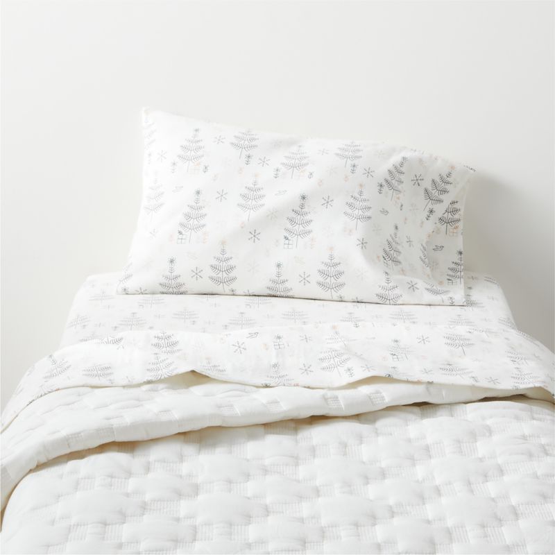 White Geometric Stitch Embroidered Cotton Baby Crib Quilt - image 5 of 9