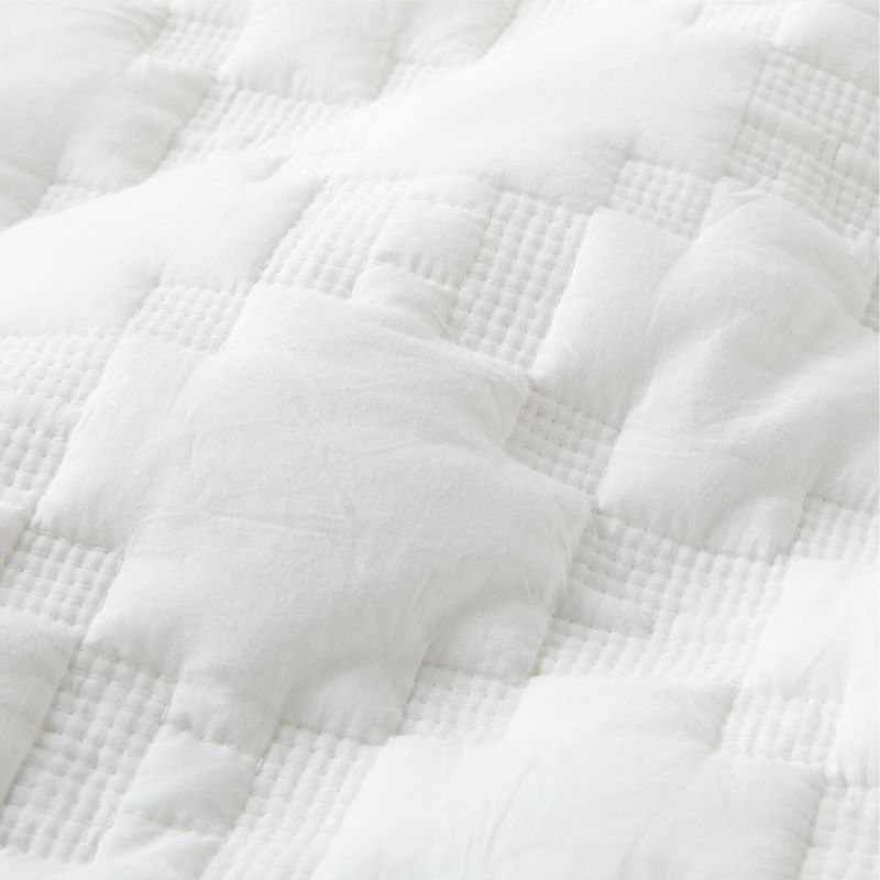 White Geometric Stitch Embroidered Cotton Baby Crib Quilt - image 8 of 9