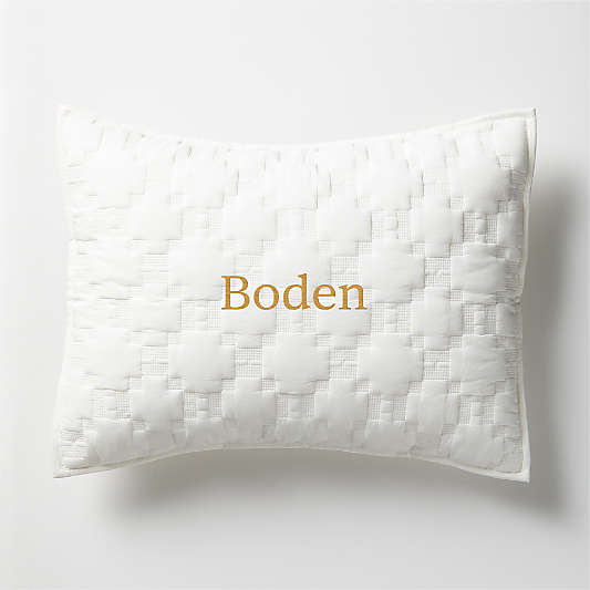 White Geometric Stitch Embroidered Cotton Kids Pillow Sham