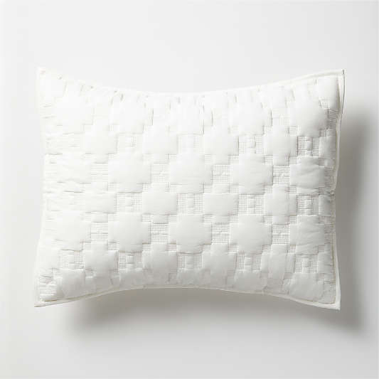 White Geometric Stitch Embroidered Cotton Kids Pillow Sham