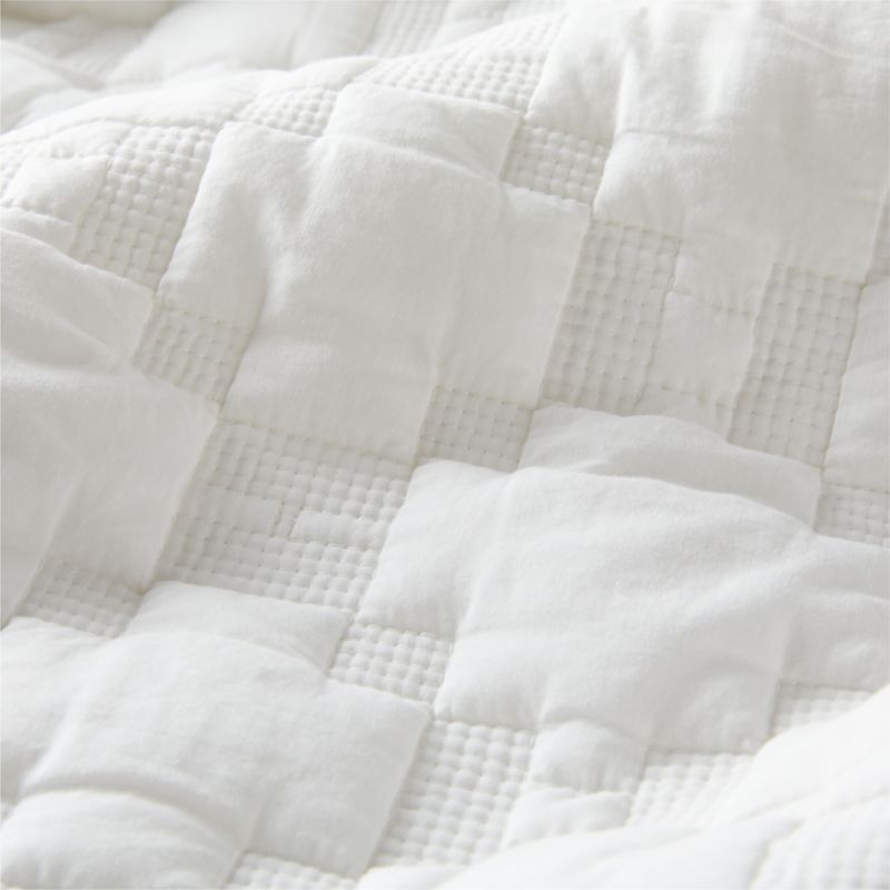 White Geometric Stitch Embroidered Cotton Kids Twin Quilt - image 8 of 10