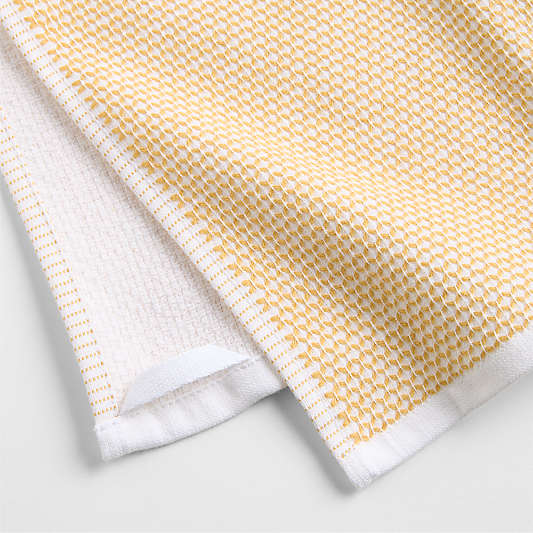 Texture Terry Saffron Yellow Organic Cotton Dish Towels, Set of 2