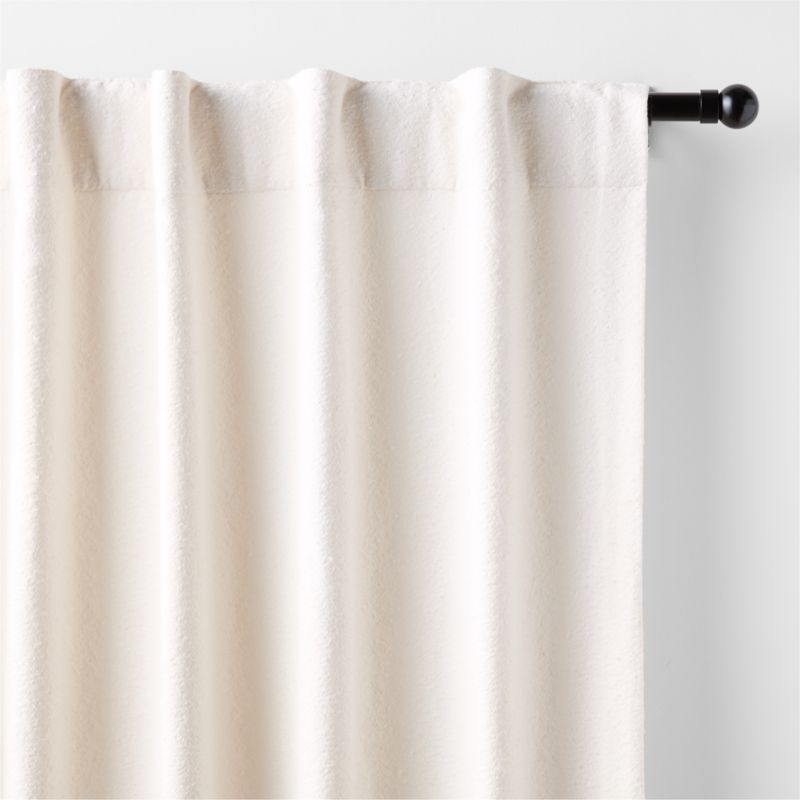 Textured Boucle Ivory Organic Cotton Semi Sheer Window Curtain Panel 52"x84" - image 2 of 5