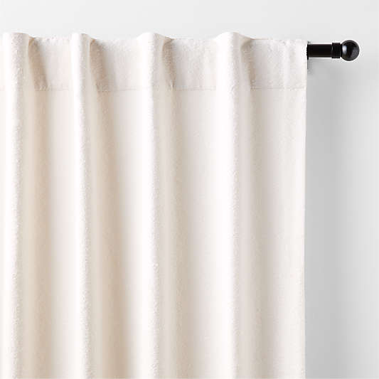 Textured Boucle Ivory Organic Cotton Semi Sheer Window Curtain Panel