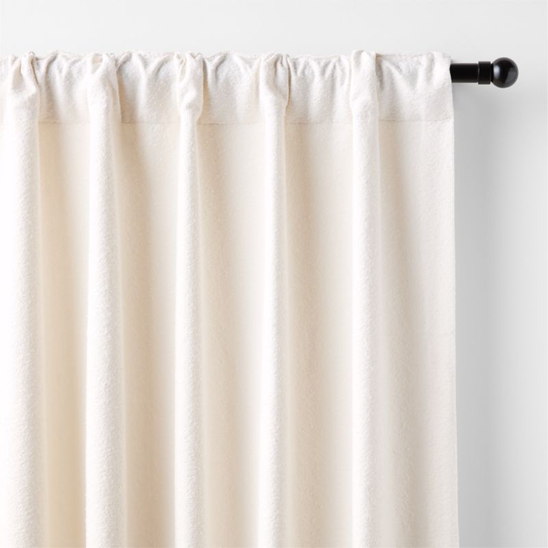 Textured Boucle Ivory Organic Cotton Semi Sheer Window Curtain Panel 52"x84" - image 3 of 5