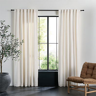 View Textured Boucle Ivory Organic Cotton Semi Sheer Window Curtain Panel 52"x96" details