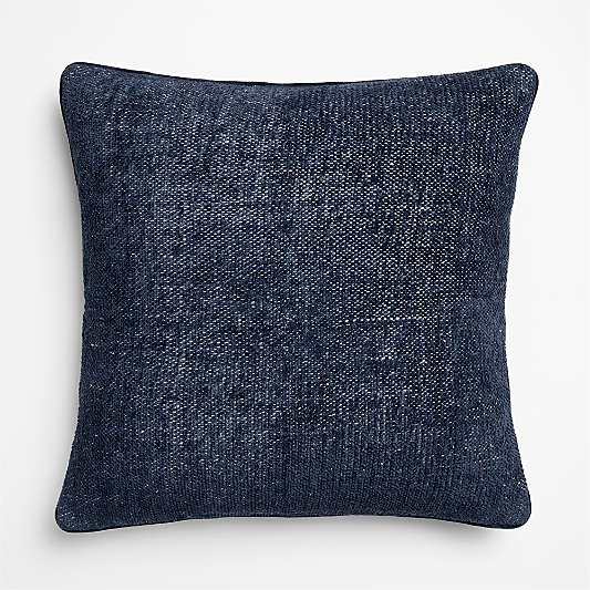 Textured Chenille 23"x23" Deep Indigo Throw Pillow Cover
