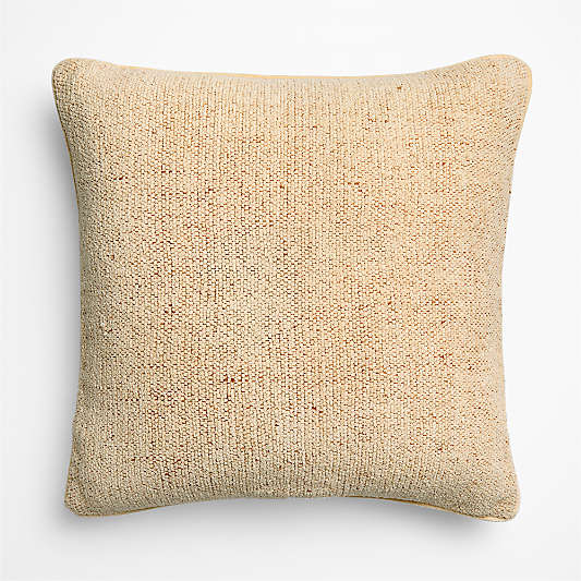 Textured Chenille 23"x23" Ecru Yellow Throw Pillow Cover