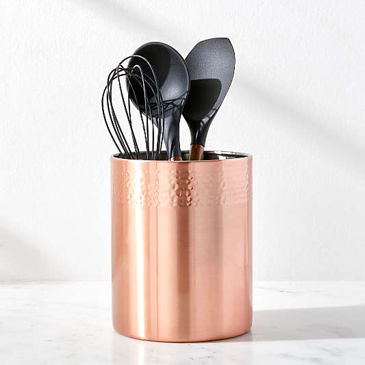 Textured Copper Utensil Holder