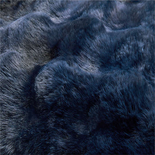 Textured Faux Fur 20"x20" Deep Indigo Throw Pillow