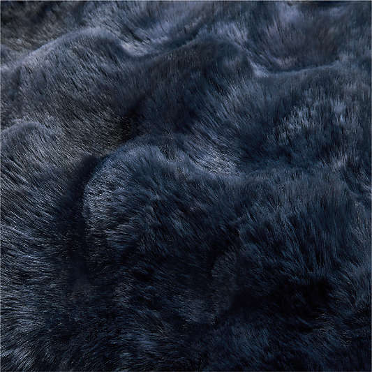 Textured Faux Fur 20"x20" Deep Indigo Throw Pillow