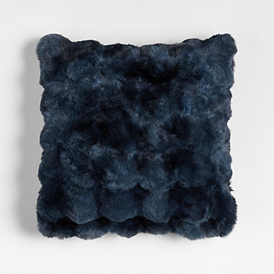 View Textured Faux Fur 20"x20" Deep Indigo Throw Pillow with Down-Alternative Insert details