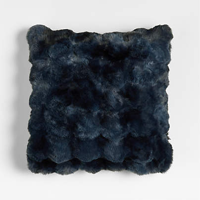Textured Faux Fur 20"x20" Deep Indigo Throw Pillow with Feather Insert