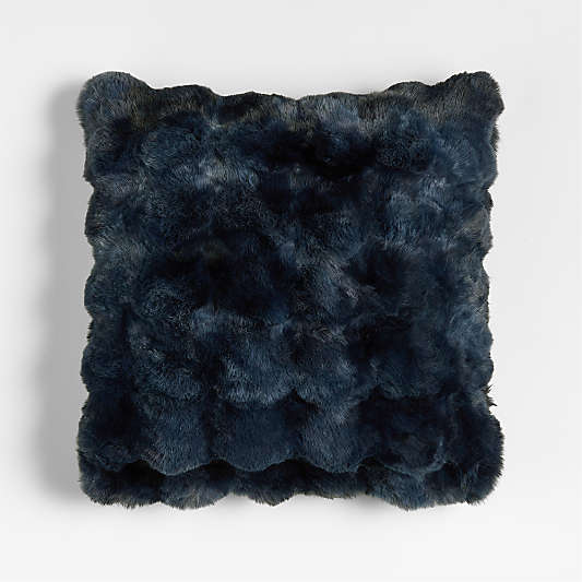Textured Faux Fur 20"x20" Deep Indigo Throw Pillow