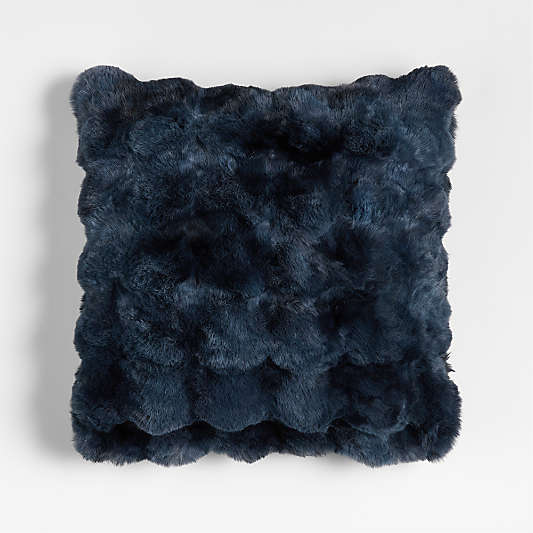 Textured Faux Fur 20"x20" Deep Indigo Throw Pillow with Feather Insert