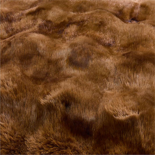 Textured Faux Fur 20"x20" Maple Brown Throw Pillow with Down-Alternative Insert