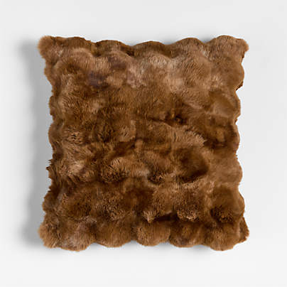 Textured Faux Fur 20"x20" Maple Brown Throw Pillow Cover