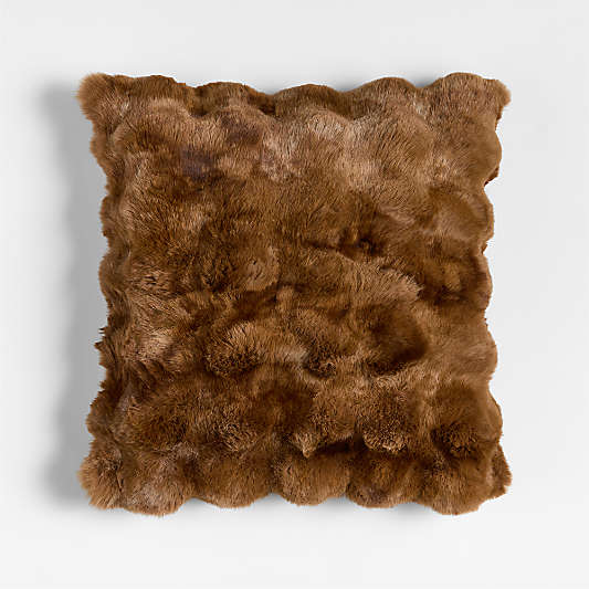 Textured Faux Fur 20"x20" Maple Brown Throw Pillow
