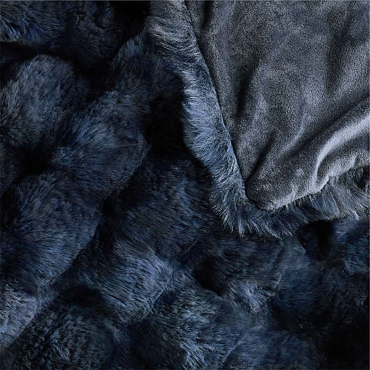 Textured Faux Fur 70"x55" Deep Indigo Throw Blanket