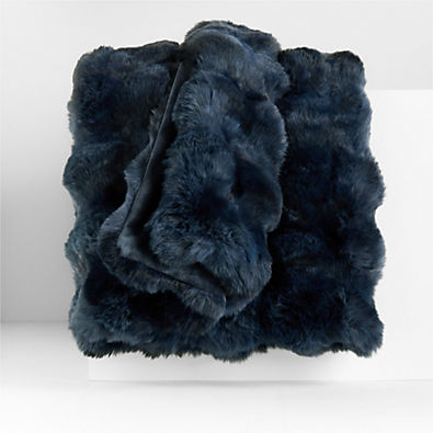 View Textured Faux Fur 70"x55" Deep Indigo Throw Blanket details