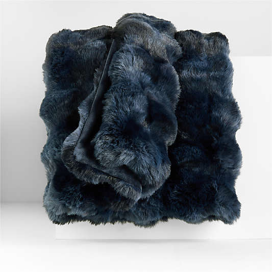 Textured Faux Fur 70"x55" Deep Indigo Throw Blanket