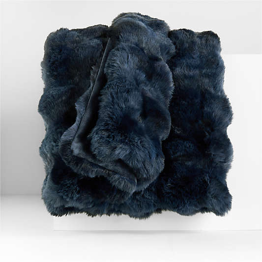 Textured Faux Fur 70"x55" Deep Indigo Throw Blanket