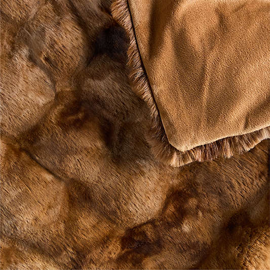 Textured Faux Fur 70"x55" Maple Brown Throw Blanket