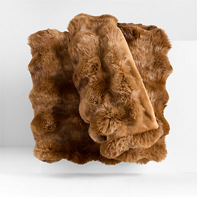 View Textured Faux Fur 70"x55" Maple Brown Throw Blanket details