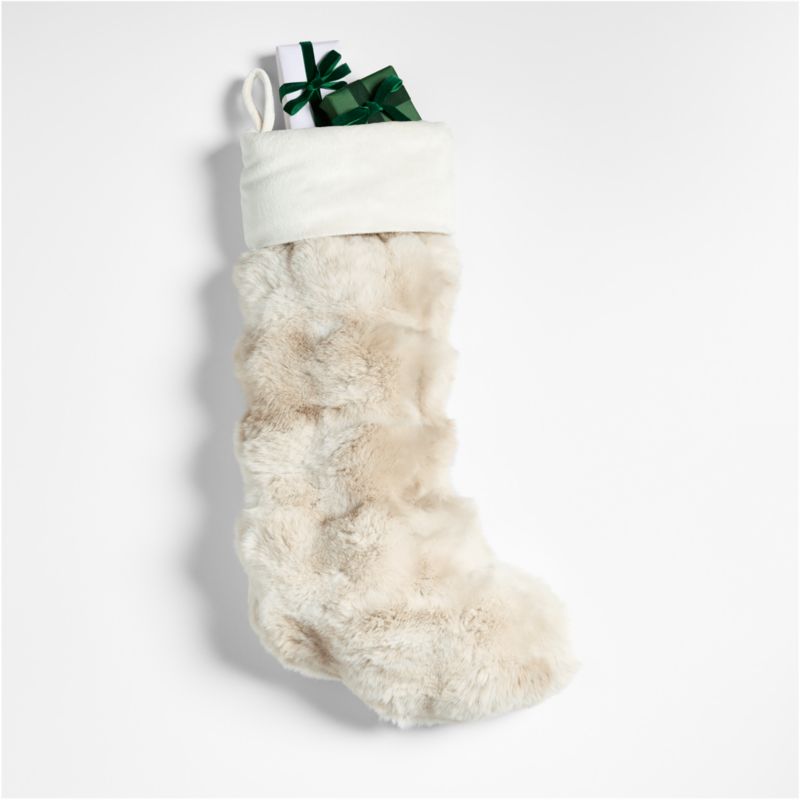 Arctic Ivory Textured Faux Fur Christmas Stocking - image 1 of 3