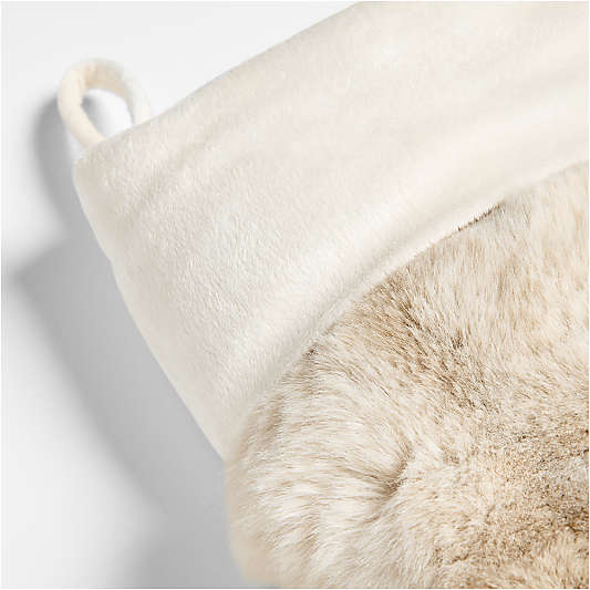 Arctic Ivory Textured Faux Fur Christmas Stocking