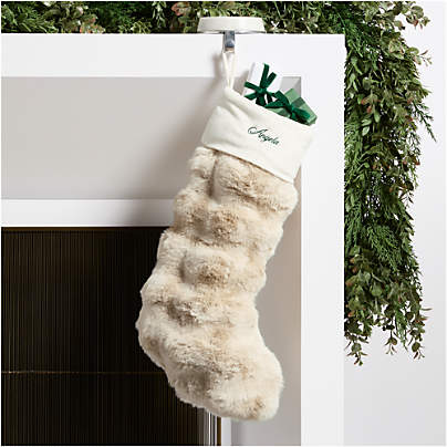 Arctic Ivory Textured Faux Fur Christmas Stocking