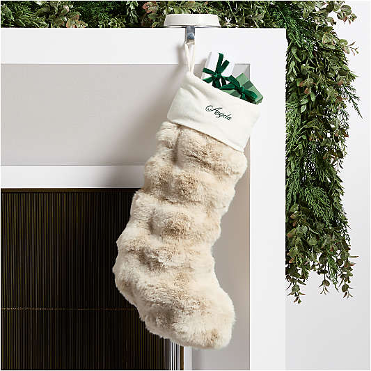Arctic Ivory Textured Faux Fur Christmas Stocking