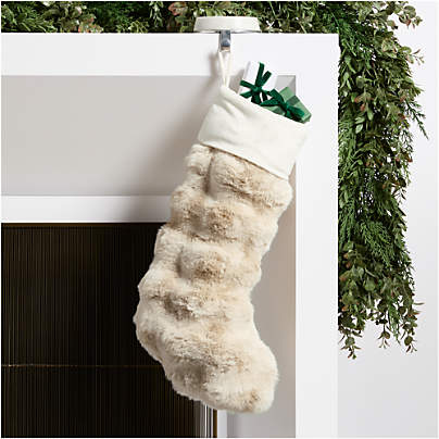 Arctic Ivory Textured Faux Fur Christmas Stocking