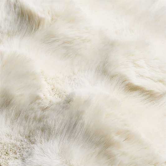Textured Faux Fur Arctic Ivory 20"x20" Throw Pillow with Down-Alternative Insert