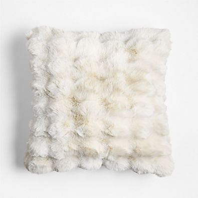 View Textured Faux Fur Arctic Ivory 20"x20" Throw Pillow with Down-Alternative Insert details