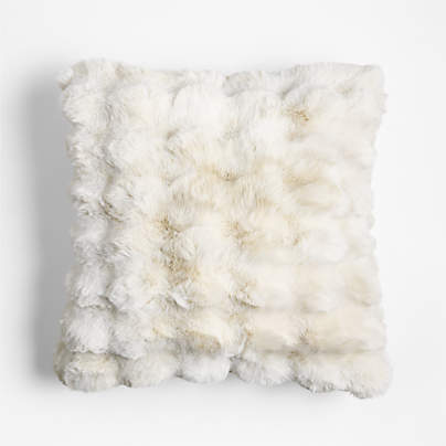 Textured Faux Fur Arctic Ivory 20"x20" Throw Pillow with Feather Insert